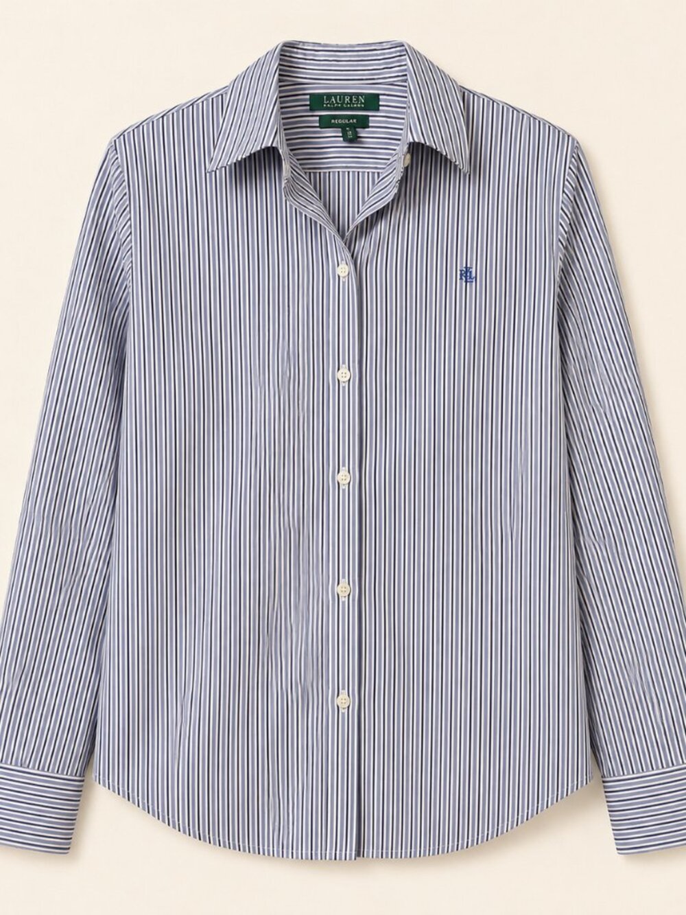 Lauren Ralph Lauren Non-Iron Blue Stripe Button Down Shirt Women’s Large